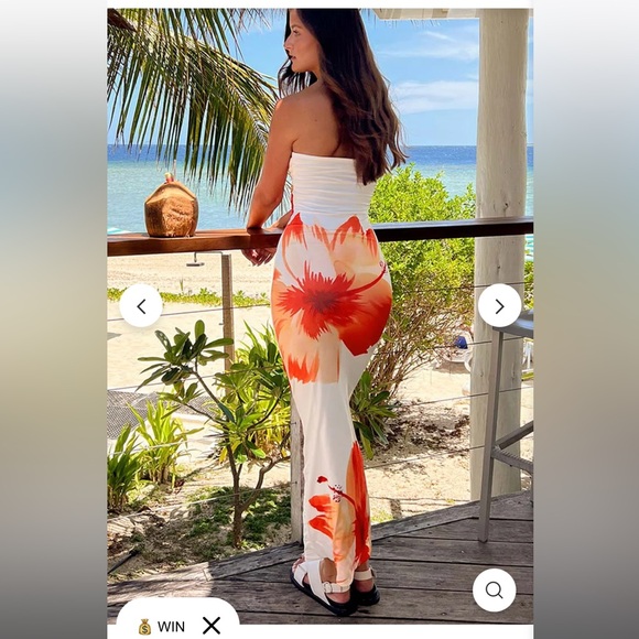 Floral print strapless, tropical flower vacation dress size XS - Picture 5 of 5